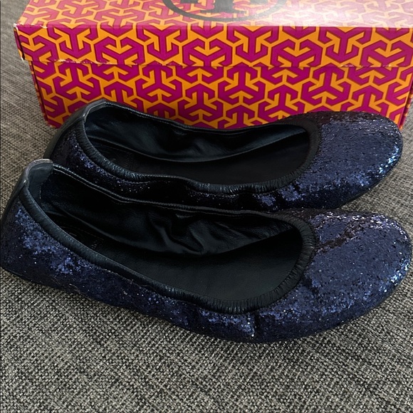 Tory Burch Eddie Glitter Flats - Picture 1 of 4